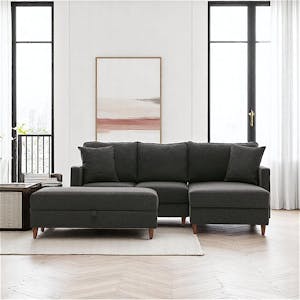 Canapé d'angle convertible anthracite - côté droit COMO